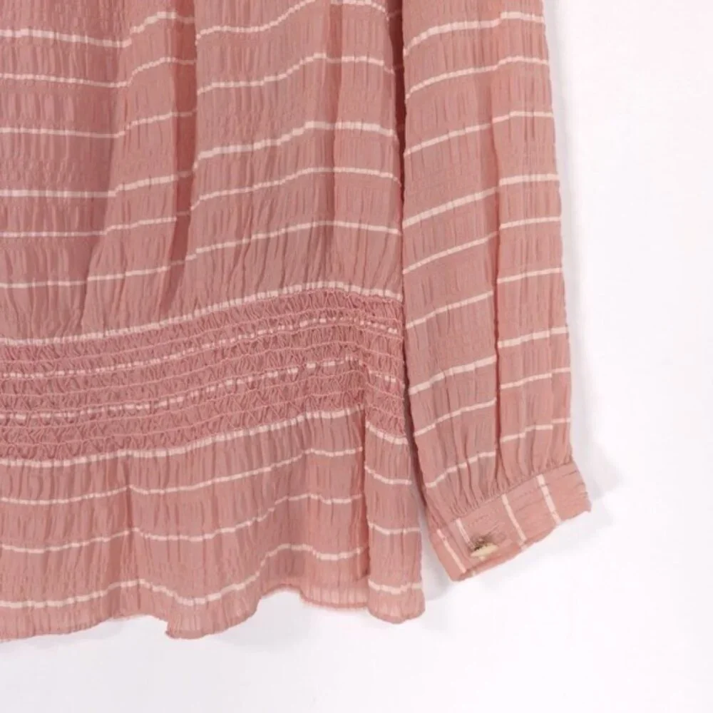 TORY BURCH Women's Top‎ Size 6 SILK Blend Pink Chiffon LS Off Shoulder 13121197
